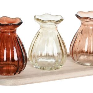 set de 4 verres paulownia decoration 25X10,5X11cm, l'evidence tossiat