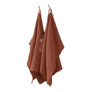 Lot de 2 essuie-mains Gaze de coton 50 x 70 cm GAÏA Terracotta