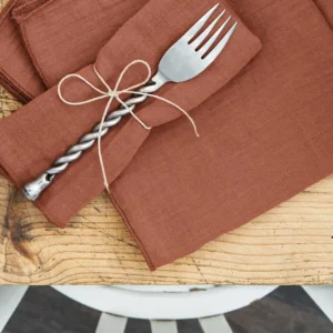 Lot de 3 serviettes Gaze de coton 40 x 40 cm GAÏA Terracotta