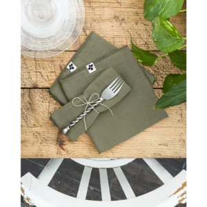 Lot de 3 serviettes Gaze de coton 40 x 40 cm GAÏA Romarin