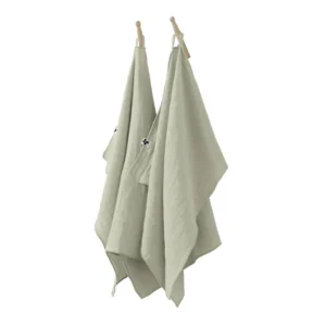 Lot de 2 essuie-mains Gaze de coton 50 x 70 cm GAÏA Vert d'eau