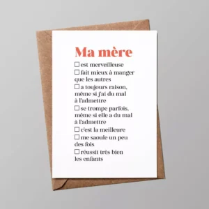 Carte "Maman" : carte à cocher (avec enveloppe)