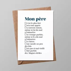 Carte "Papa" : Carte à cocher (avec enveloppe)