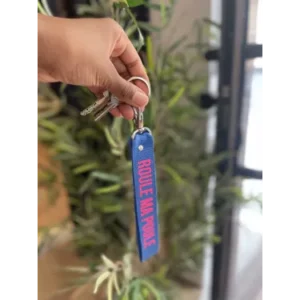 Porte-clés "Roule ma poule" bleu roi